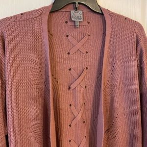Blush Laced-Up Plus Size Cardigan